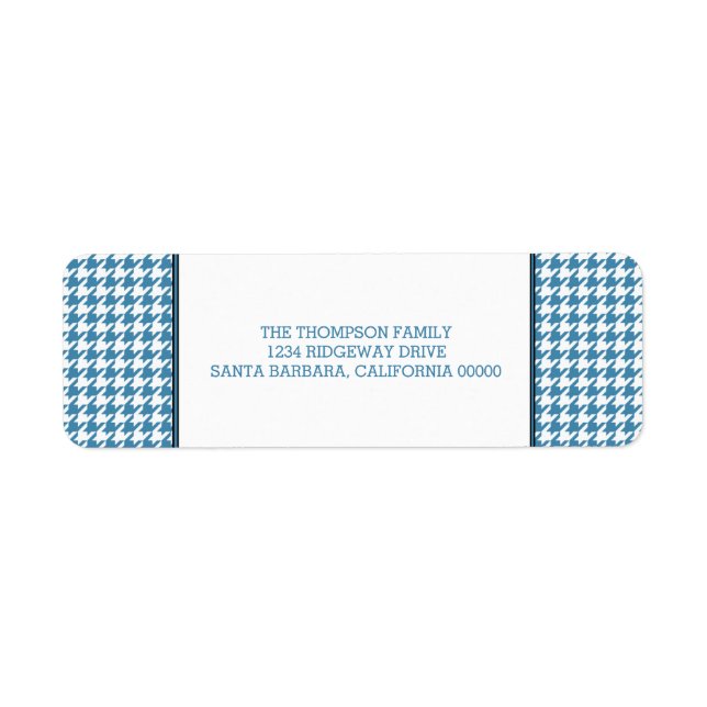 Blue Houndstooth Holiday Address Labels (Front)