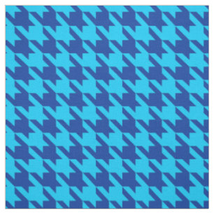 Blue Houndstooth Plaid Check Fabric