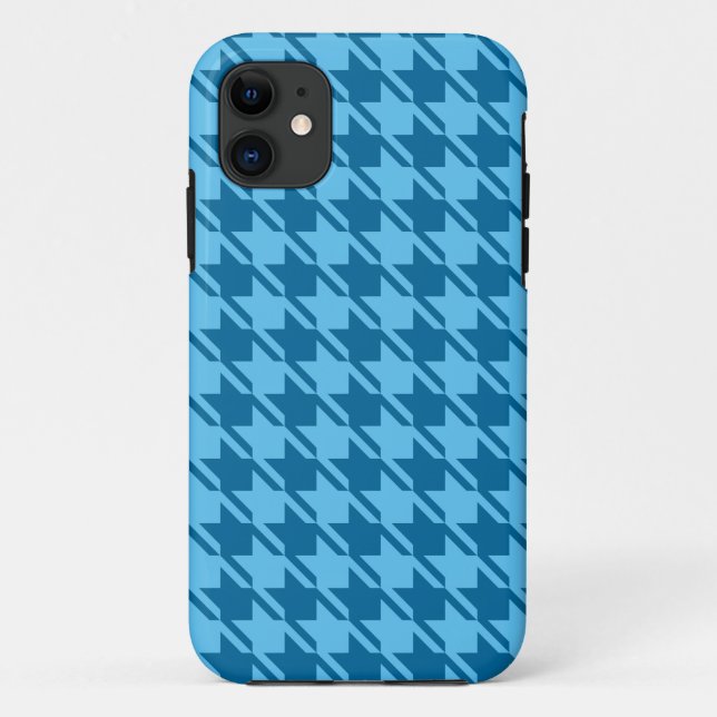 Blue Houndstooth Repeating Pattern Case-Mate iPhone Case (Back)