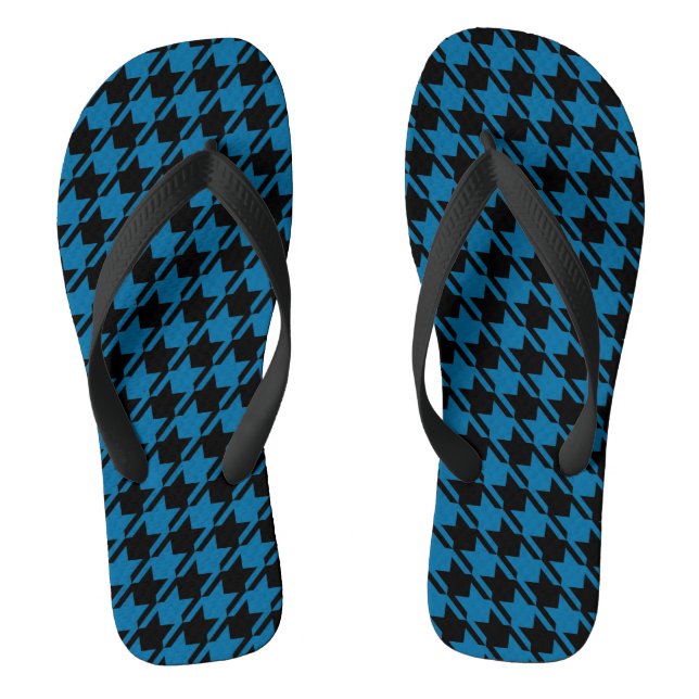 Blue Houndstooth Repeating Pattern Thongs (Footbed)