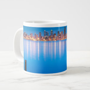 Blue hour view of downtown Seattle Large Coffee Mug