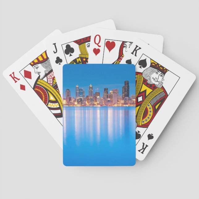 Blue hour view of downtown Seattle Playing Cards (Back)