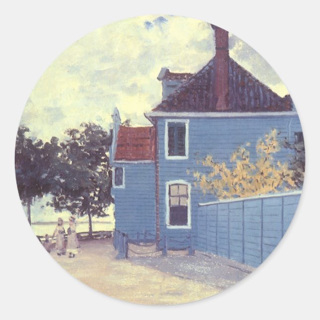 Blue House at Zaandam by Claude Monet Classic Round Sticker (Front)