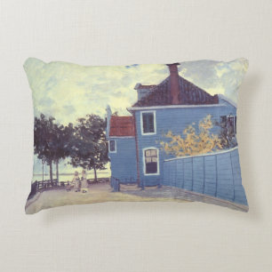 Blue House at Zaandam by Claude Monet Decorative Cushion