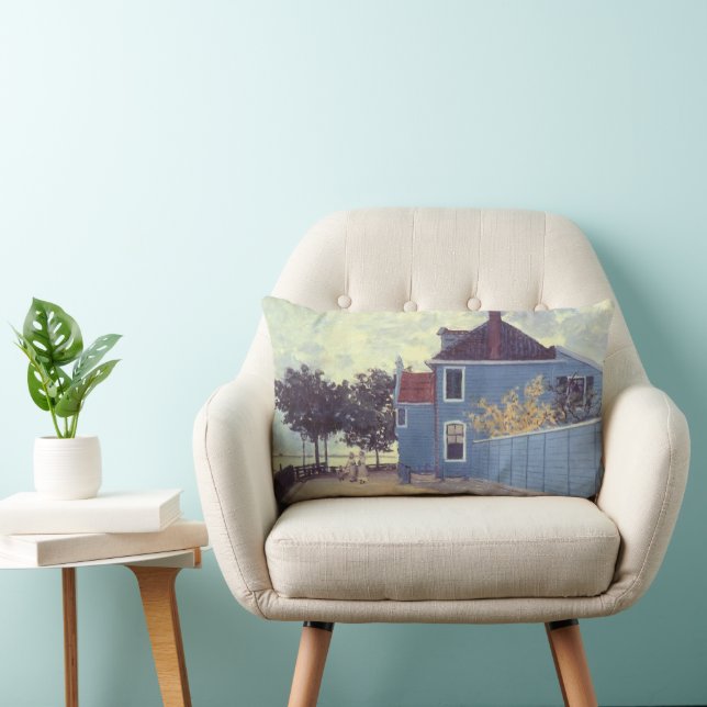 Blue House at Zaandam by Claude Monet Lumbar Cushion (Chair)