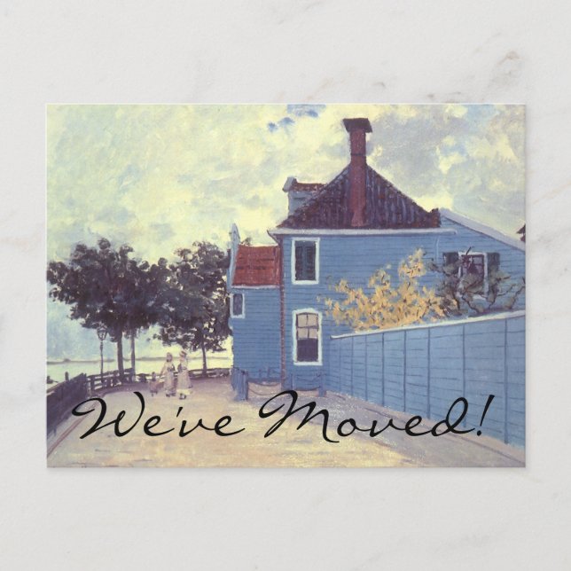 Blue House at Zaandam by Monet, Change of Address Announcement Postcard (Front)