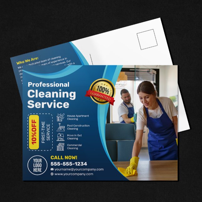 Blue House Cleaning Housekeeper Janitorial Maid Postcard (Creator Uploaded)