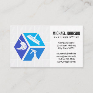 Blue House Cleaning Icons   Bathroom Tiles Business Card
