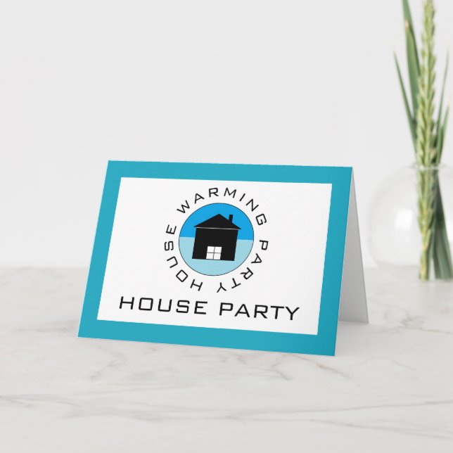 Blue House Logo, Housewarming Party Invitation (Front)