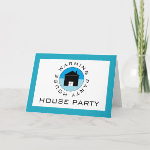 Blue House Logo, Housewarming Party Invitation