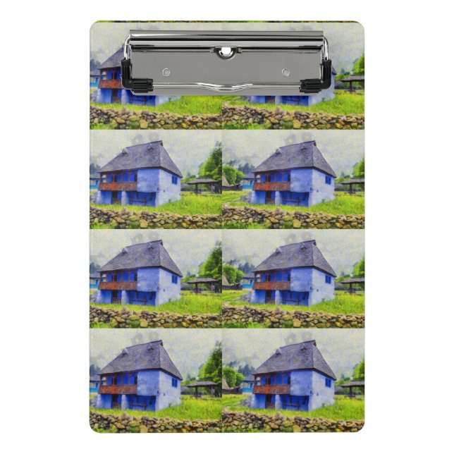 Blue house painting mini clipboard (Front)