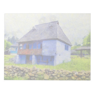 Blue house painting notepad