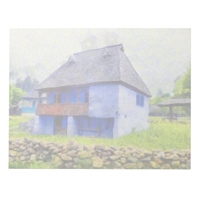 Blue house painting notepad (Front)