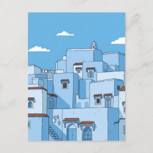 Blue Houses in Chefchaouen Morocco Travel Postcard