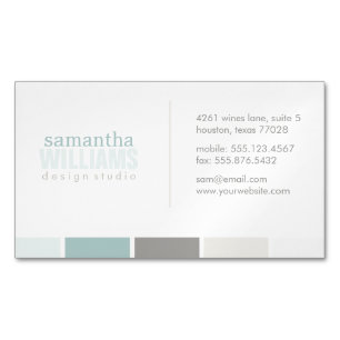 Blue Hues Contemporary Colour Blocks Magnetic Business Card
