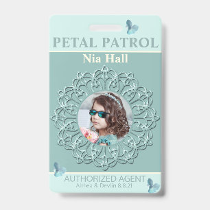 Blue Hues Petal Patrol Flower Girl Badge ID Badge