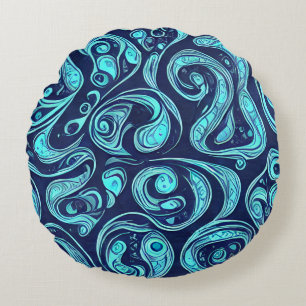 Blue Hues Round Pillow