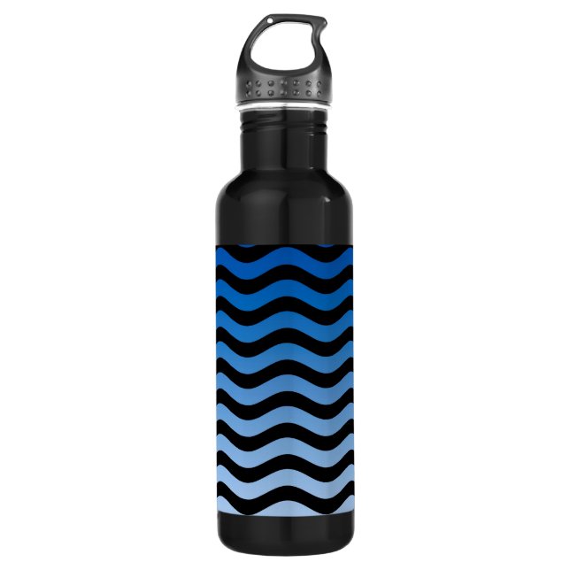 Blue Hues Wavy Stripes 710 Ml Water Bottle (Front)