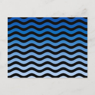 Blue Hues Wavy Stripes Decor Postcard
