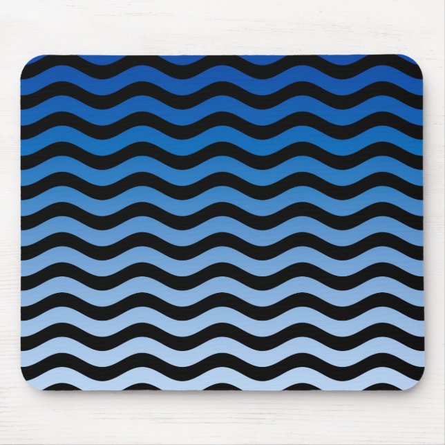 Blue Hues Wavy Stripes Mouse Pad (Front)