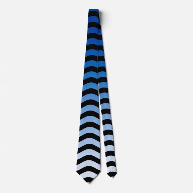 Blue Hues Wavy Stripes Tie (Front)