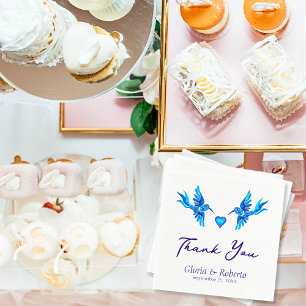 Blue Hummingbird Boho Mexican Wedding Paper Napkin