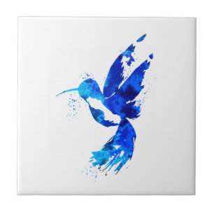 Blue Hummingbird Ceramic Tile