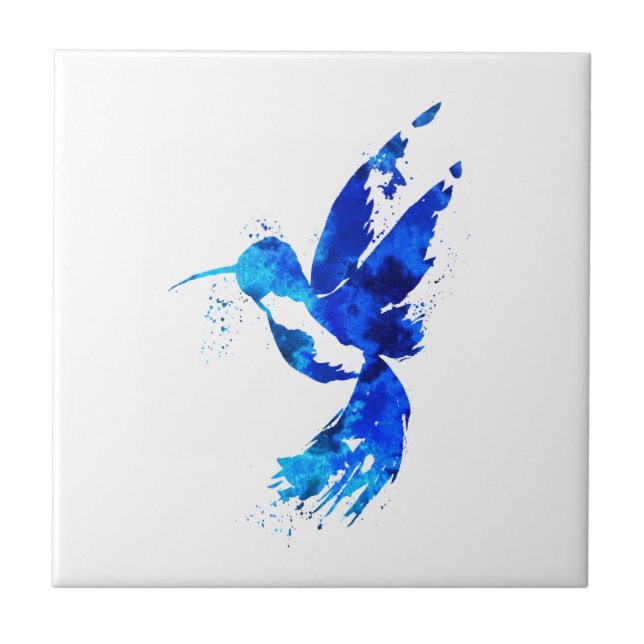 Blue Hummingbird Ceramic Tile (Front)