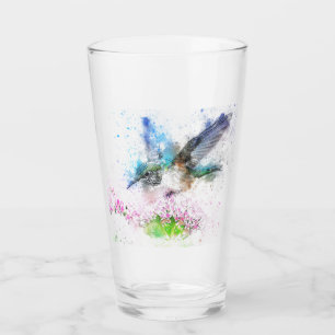 Blue Hummingbird Flowers Illustration Tumbler Glas