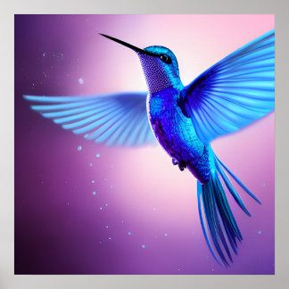 Blue Hummingbird Poster