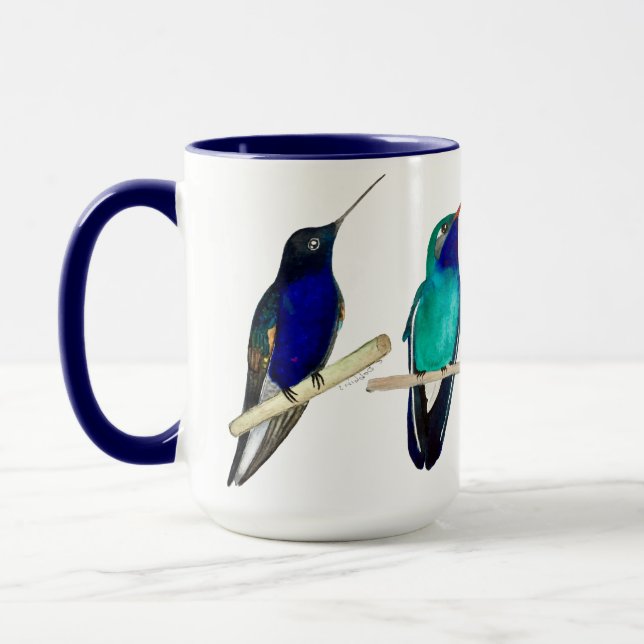 Blue Hummingbirds Mug (Left)