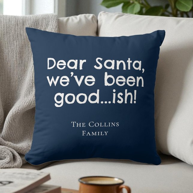 Blue Humour Dear Santa Personalised Funny Christma Cushion (Blue Humor Dear Santa Personalized Funny Christmas Throw Pillow)