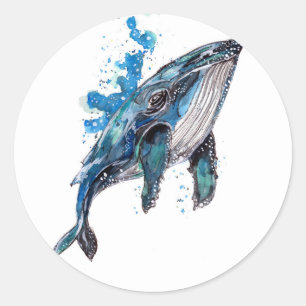 Blue Humpback Whale Classic Round Sticker