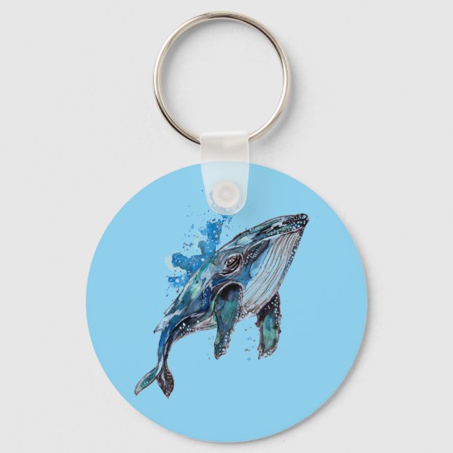 Blue Humpback Whale Key Ring (Front)