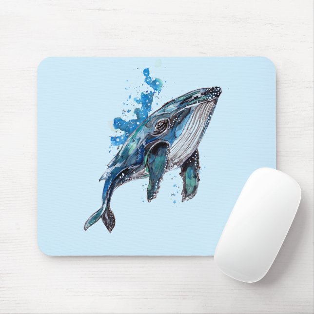 Blue Humpback Whale Mouse Pad (With Mouse)