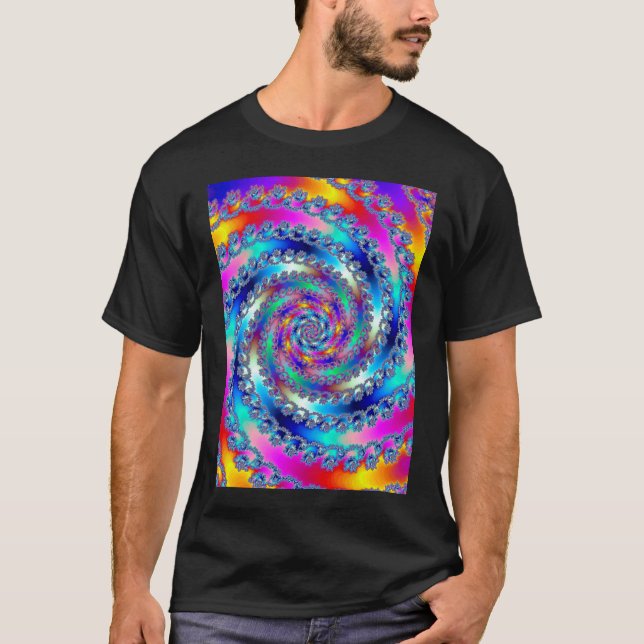 Blue Hurricane in Swirling Colour T-Shirt (Front)