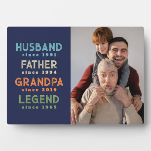 Blue Husband Father Grandpa Legend Photo Plaque