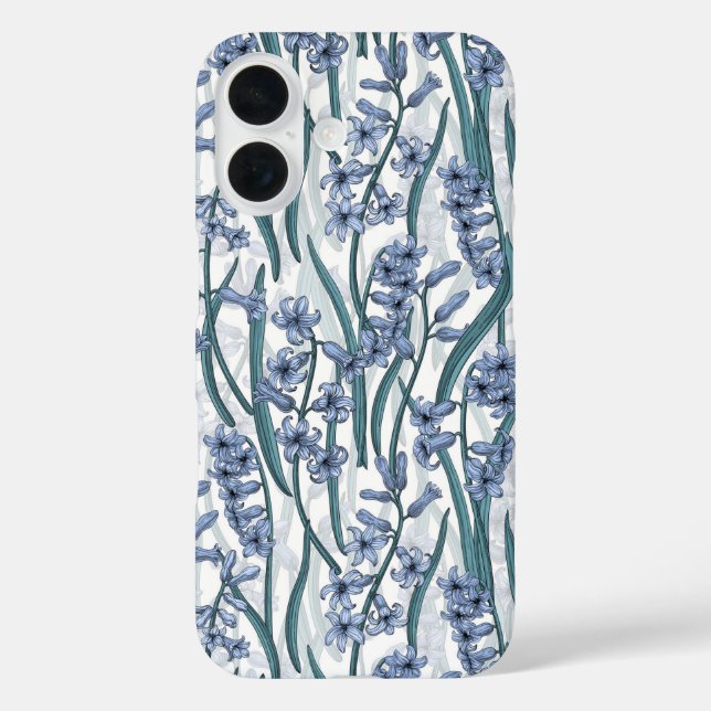 Blue Hyacinth flowers on white Case-Mate iPhone Case (Back)