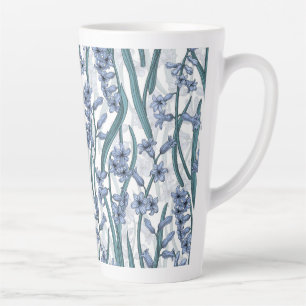 Blue Hyacinth flowers on white Latte Mug