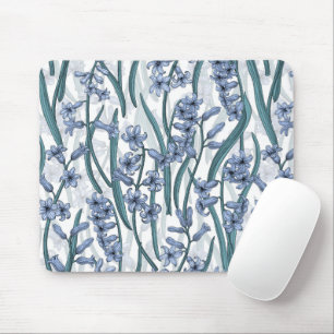 Blue Hyacinth flowers on white Mouse Pad
