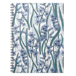Blue Hyacinth flowers on white Notebook