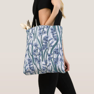 Blue Hyacinth flowers on white Tote Bag
