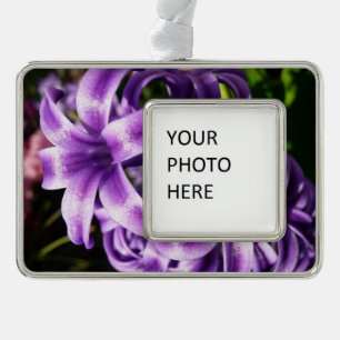 Blue Hyacinth I Spring Floral Silver Plated Framed Ornament