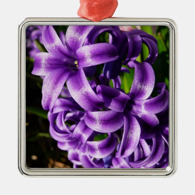 Blue Hyacinth II Spring Floral Metal Tree Decoration (Front)