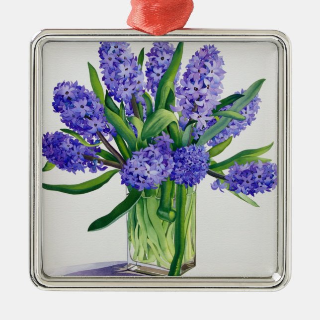 Blue Hyacinths Metal Tree Decoration (Front)