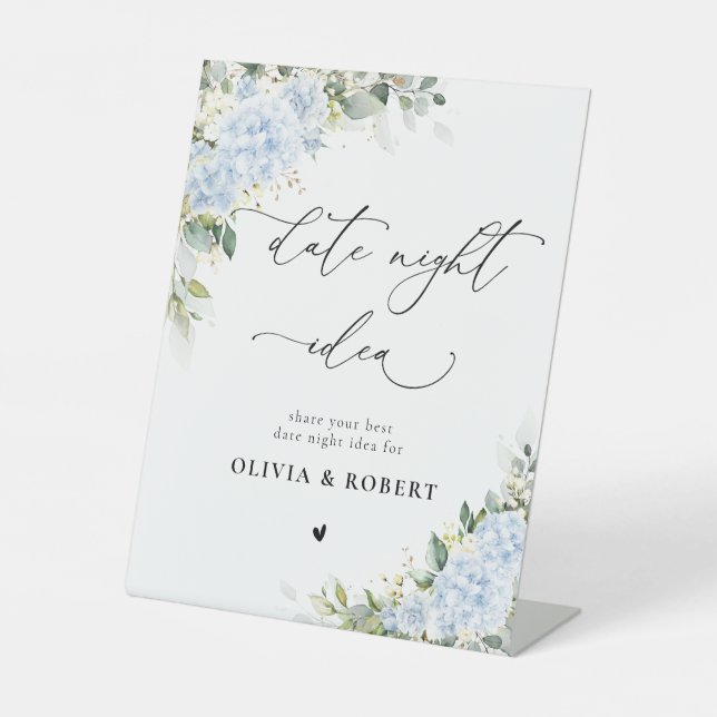 Blue Hydrange Floral Date Night Idea Sign (Front)