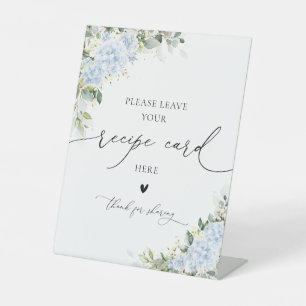 Blue Hydrange Floral Recipe Card Sign
