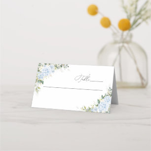 Blue Hydrange Floral Wedding Folded Place Cards