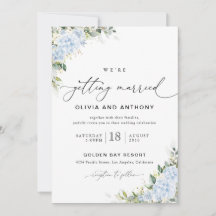 Blue Hydrange Floral Wedding Invitation