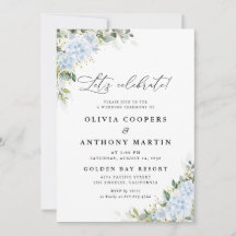Blue Hydrange Floral Wedding Invitation